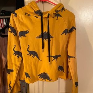 Love, Peace & Lazy Days Dinosaur Crop Sweatshirt